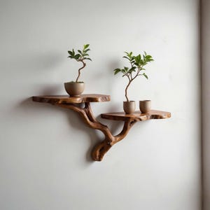 Driftwood shelf wall mounted tree branch bookshelf unique floating bookshelves solid wood handmade furniture bookcase wall art decor gift