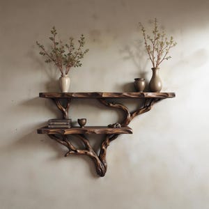 Floating shelf art wall mount bookcase tree branch bookshelf driftwood bookshelves solid wood shelves decor