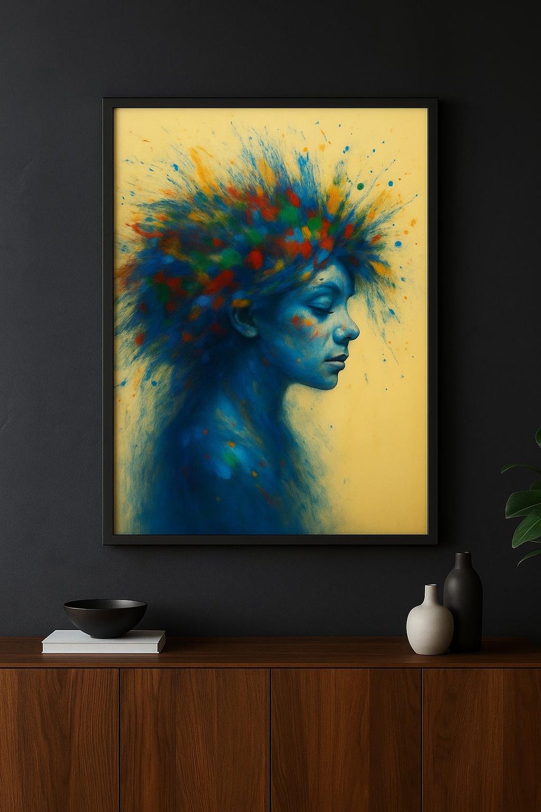 Blue Woman Digital Portrait | Color Splash Art Print | Abstract ...