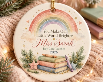 Regalo para maestra de guardería, adorno de recuerdo para maestra de guardería 2026, adorno personalizado para guardería con nombre