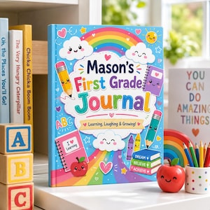 Personalized First Grade Journal, Custom Kids School Notebook, First Grade Memory Book, Back To School Gift, Elementary Diary