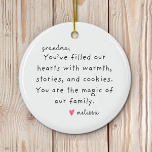 Personalized Grandma Ornament, Personalized Gift from Grandchild, Custom Christmas Keepsake, Gift for Nana, Hanging Message Decor