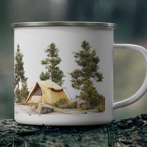 Nature-inspired Enamel Mug, Outdoor Coffee Mug, Outdoorsman Gift, Coffee Lovers Gift, Enamel Camping Mug, Camping Gift