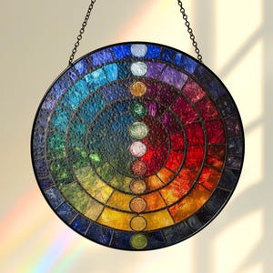 Healing Chakra Stained Glass Suncatcher, Acrylic Suncatcher, Window Light Catcher, Energy Decor, Spiritual Home Accent Charm image 3