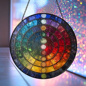 Healing Chakra Stained Glass Suncatcher, Acrylic Suncatcher, Window Light Catcher, Energy Decor, Spiritual Home Accent Charm image 4
