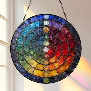 Healing Chakra Stained Glass Suncatcher, Acrylic Suncatcher, Window Light Catcher, Energy Decor, Spiritual Home Accent Charm image 2