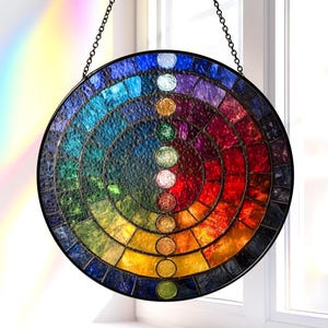 Healing Chakra Stained Glass Suncatcher, Acrylic Suncatcher, Window Light Catcher, Energy Decor, Spiritual Home Accent Charm