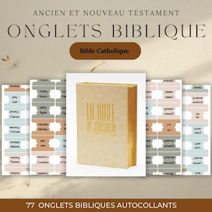 Onglets biblique en Français  - Onglets de bible catholique autocollants - Stickers bible - Bible Tabs