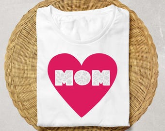 Heart Mom T-Shirt: Softstyle Cotton Mother's Day Tee