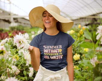 Camiseta gráfica Summer Vibes: camiseta unisex de algodón para playa y vacaciones
