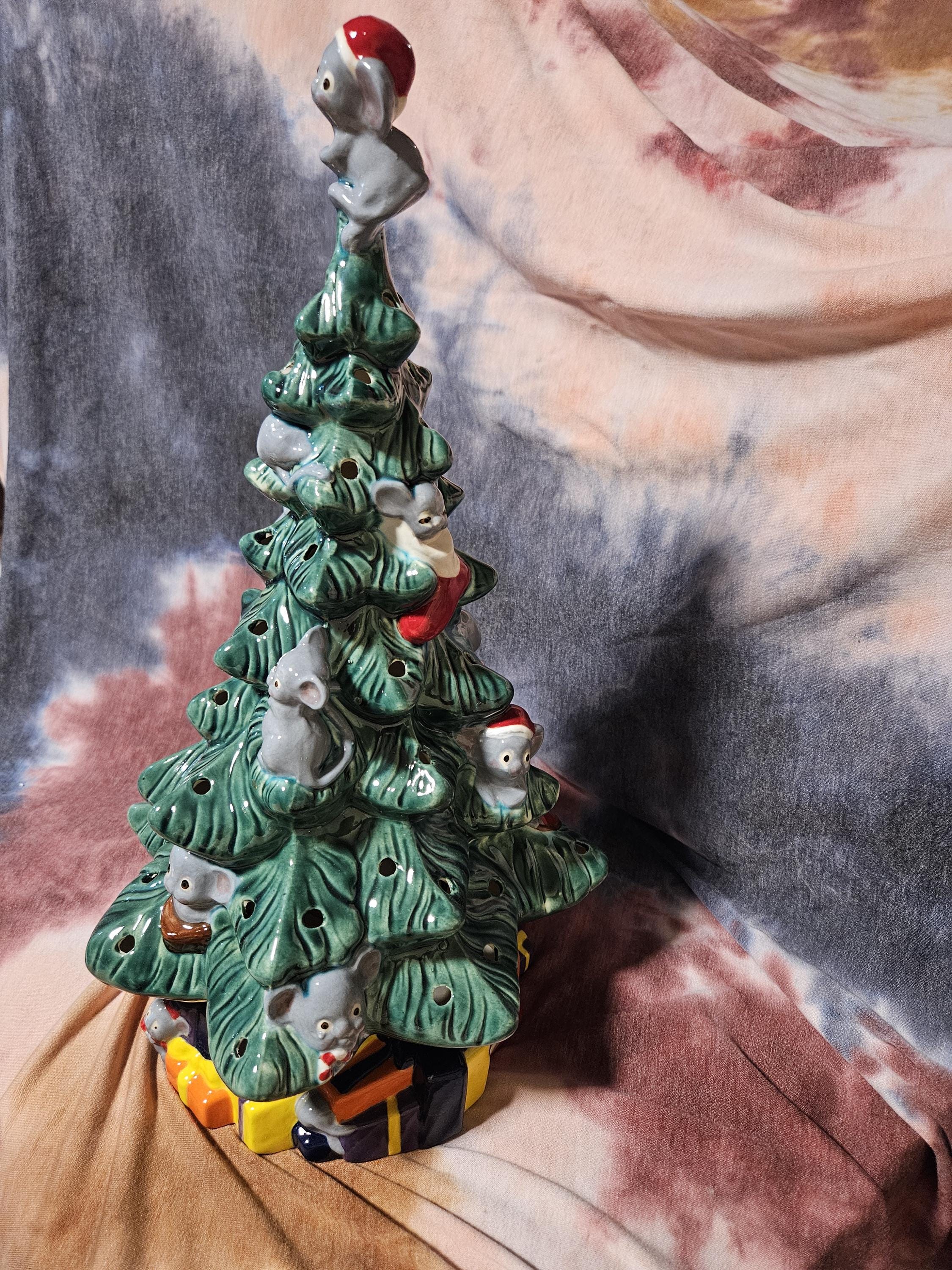 Vintage Mouse Ceramic Christmas Tree, Paint Your Own Bisque or