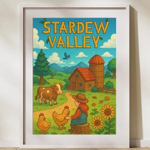 Stardew Valley Farm Poster Gift Wall Art Print for Gamers Video Game Present