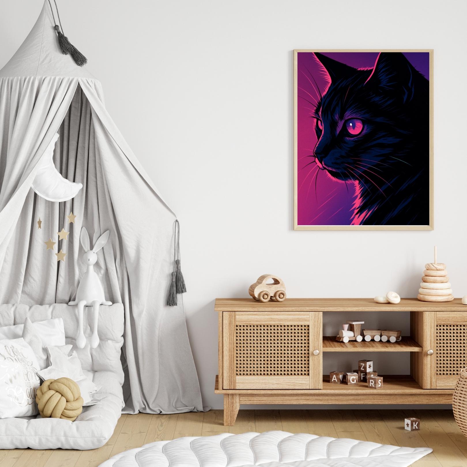 Bladerunner Neon Cat Poster, Futuristic Wall Art Print, Cyberpunk 2077 ...