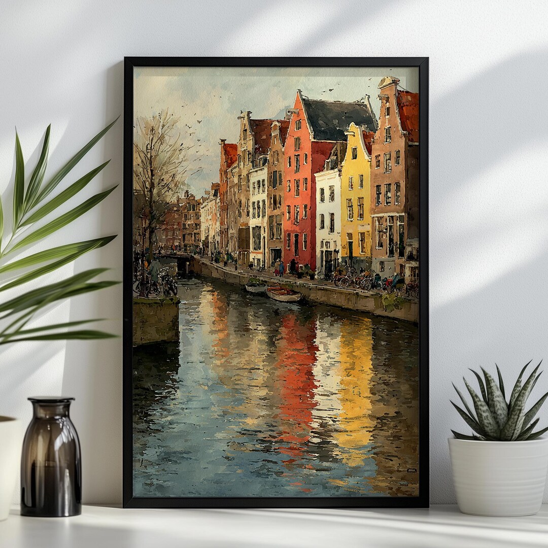 Amsterdam Watercolor Art Print Dutch Canal Houses Painting Netherlands ...