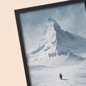 Minimalistisches Pinguin Poster Minimalistisch Nihilist Dekor Lustig Aber Warum Print Lonely Penguin Meme Aesthetic Snow Mountain
