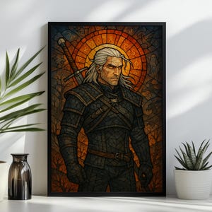 Wiedźmin 3 Geralt z Rivii Gra wideo TV Show Glass Shard Plakat Sztuka ścienna Wydruk Oryginalny Fanmade