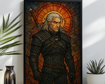 Wiedźmin 3 Geralt z Rivii Gra wideo TV Show Glass Shard Plakat Sztuka ścienna Wydruk Oryginalny Fanmade