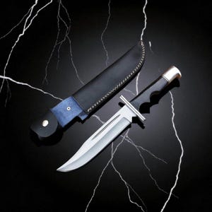 Custom Scream Movie Replica Knife. Stainless steel Ghostface knife. Buck 120 Horror Movie Knife with leather sheath.