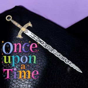 Hand Forged Once Upon A Time Movie Replica Metal Sword, Medieval Templar Collectible Sword with Leather sheath