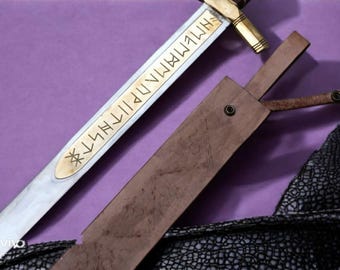 Hand Forged Stainless Steel King Excalibur Merlin Replica Sword with Leather Sheath