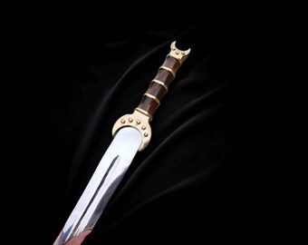 Espada celta artesanal: réplica de acero inoxidable para cosplay con mango de palisandro