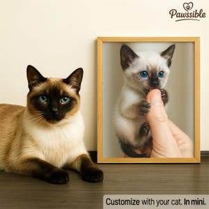 Custom Cat Mini Portrait from Photo,Personalized Pet Art Print,Cute Gift for Cat Lovers,Digital Wall Decor for Bedroom,Living Room or Office