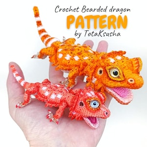 CROCHET PATTERN baby bearded dragon, Articulated Figure, agama, realistic amigurumi lizard.