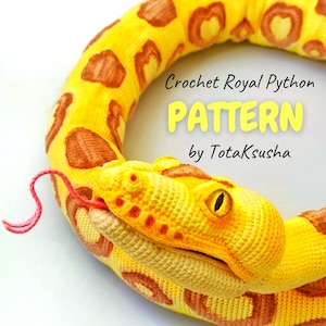 Crochet pattern Royal python, life size amigurumi snake, big toy pattern, realistic reptile.