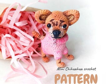 Chihuahua Crochet Pattern: Miniature Amigurumi Dog with Sweater (PDF Pattern)