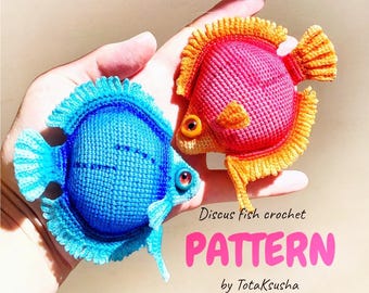 CROCHET PATTERN amigurumi fish discus.