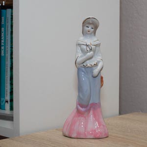 Vintage Porzellan Dame Figur, Frau in Hut Statue, Elegante Keramik Dame Statue, China Figur, viktorianische Frau Figur
