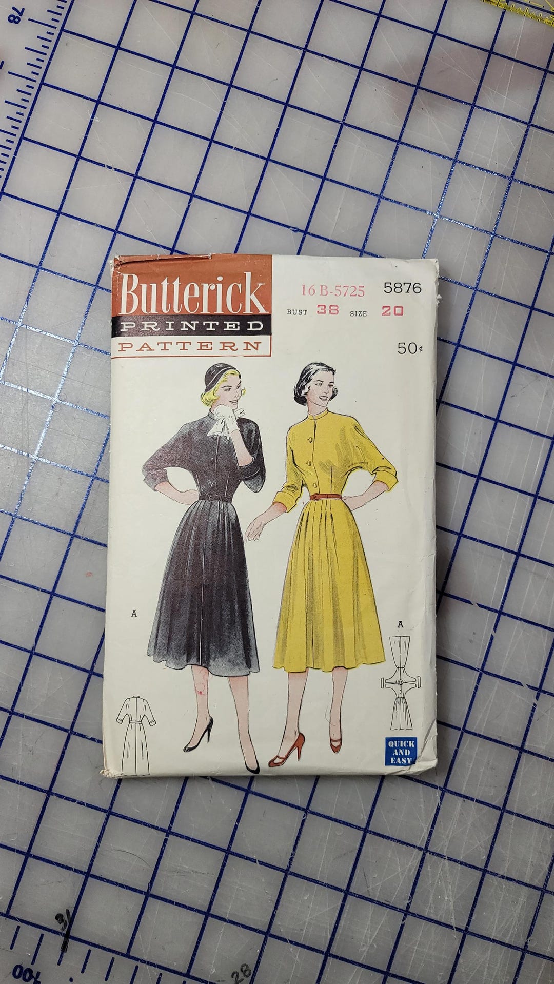Pattern 38 1950s Butterick Pattern #5876 - Size 38