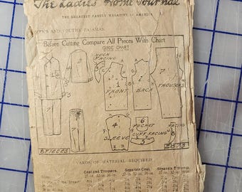 1920s Pajama Pattern #2873 - size 38" Bust  (antique paper original - NOT digital)