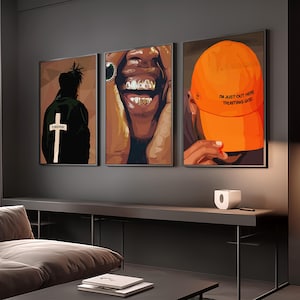 Hypebeast Black Man Wall Art Set: Urban Man Cave Decor (Digital Download)
