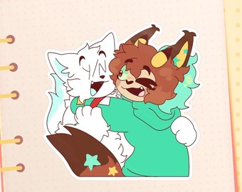 Bre And YCH Furry Hug Sticker