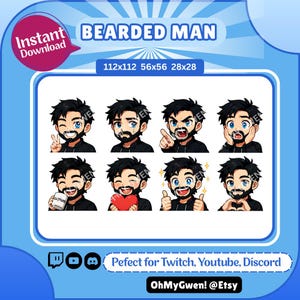 Chibi Male Twitch & Discord Emote Pack | Cute Anime-Style Streamer Emojis | Instant Download