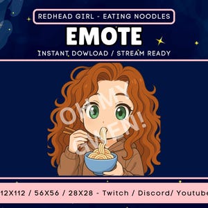 Ramen Noodle Twitch Discord Emote | Cute Kawaii Chibi Food Emote | Streamer Eating Reaction Emoji | Digital Download