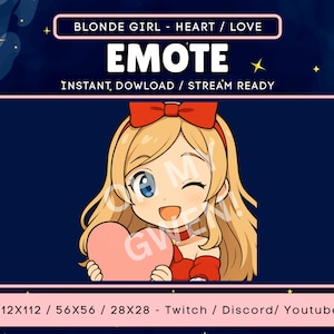 Anime Girl Heart Emote | Cute Chibi Love Emote for Twitch & Discord | Kawaii Positive Reaction Sticker | Streamer Emoji Digital Download