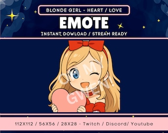 Emoticono de corazón de chica anime / Pegatina chibi kawaii (Descarga digital)