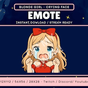 Anime Crying Emote | Cute Chibi Sad Emote for Twitch & Discord | Kawaii Sob Reaction Sticker | Emotional Streamer Asset Download
