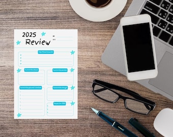 Year in Review Template, Simple Annual Reflection, Digital Download PDF