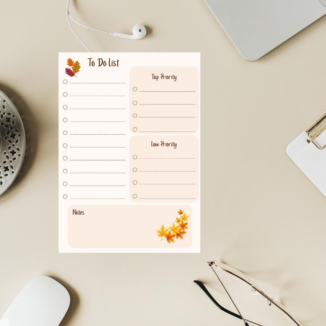 Daily To-do List Printable, Autumn Themed: Priority Task Planner (A4 ...