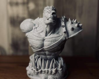 Planet Hulk Bust 3D Printed Statue Marvel Superhero Sculpture Geek Decor Gift