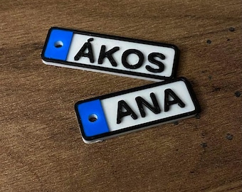 Personalized Custom License Plate Keychain | 3D Printed Name Tag