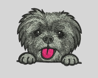 Fluffy Dog Embroidery Design: Pet Portrait (PES, DST, PDF)