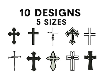 Christian Cross Bundle Embroidery Design, Jesus Cross Embroidery Design, Cross Embroidery, Cross, Jesus Religious Embroidery design 5 Sizes