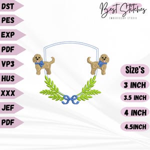 Goldendoodle Dog Embroidery File: Baby Banner Crest Frame (Digital Download) All Formats