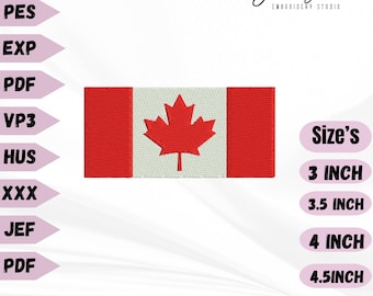 Canadian Maple Leaf Embroidery Design: Canada Flag Machine Embroidery File (Digital Download, 4 Sizes)