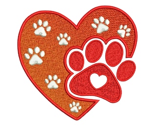 Paw Heart Embroidery Design: Pet Lover Gift (Digital Download)