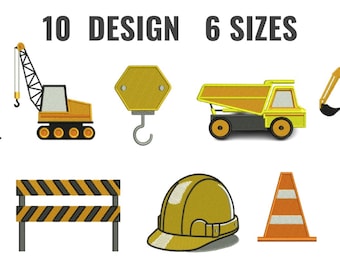 Construction Vehicles Embroidery Design Bundle (Digital Download)